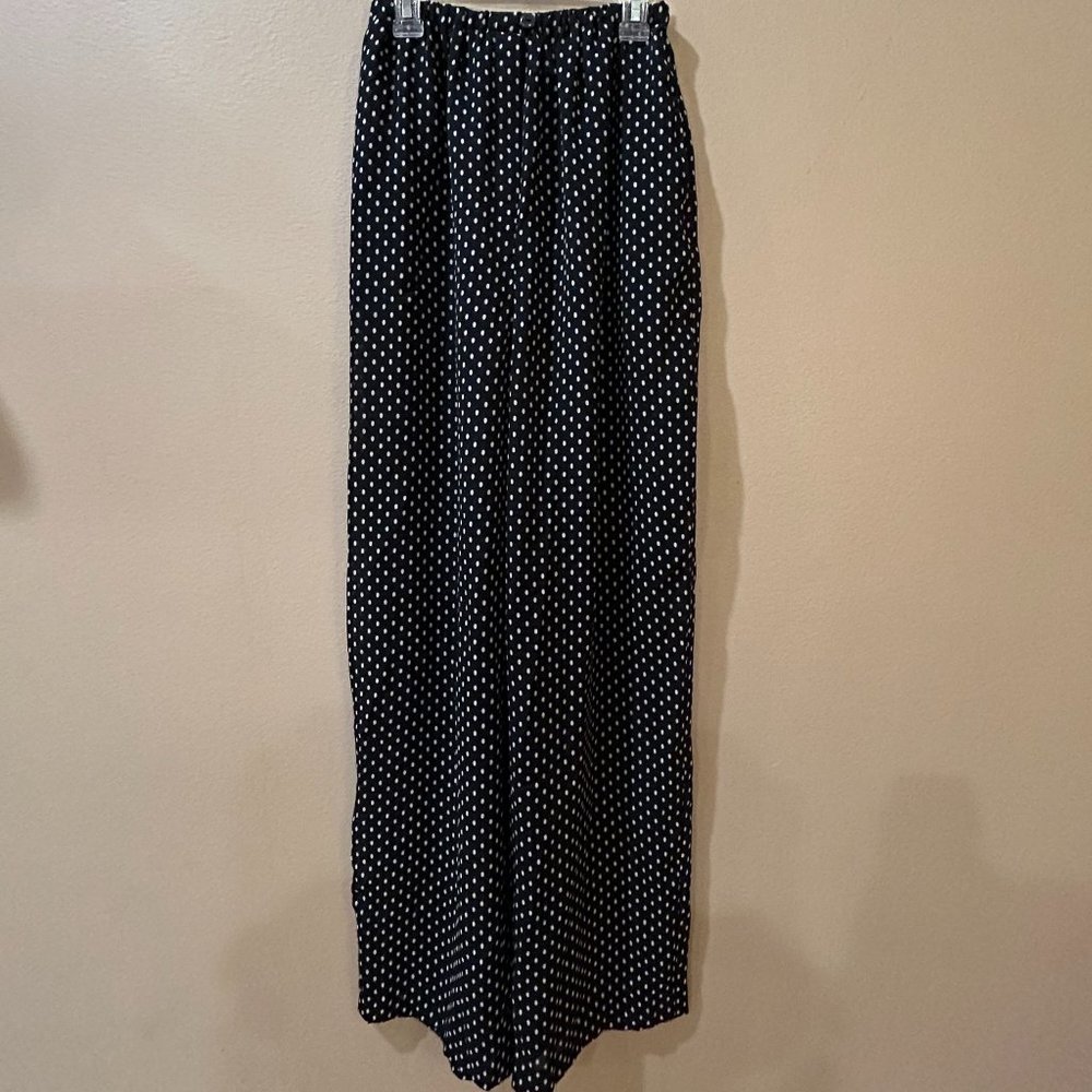Blue and White PokaDot Flowy Pants